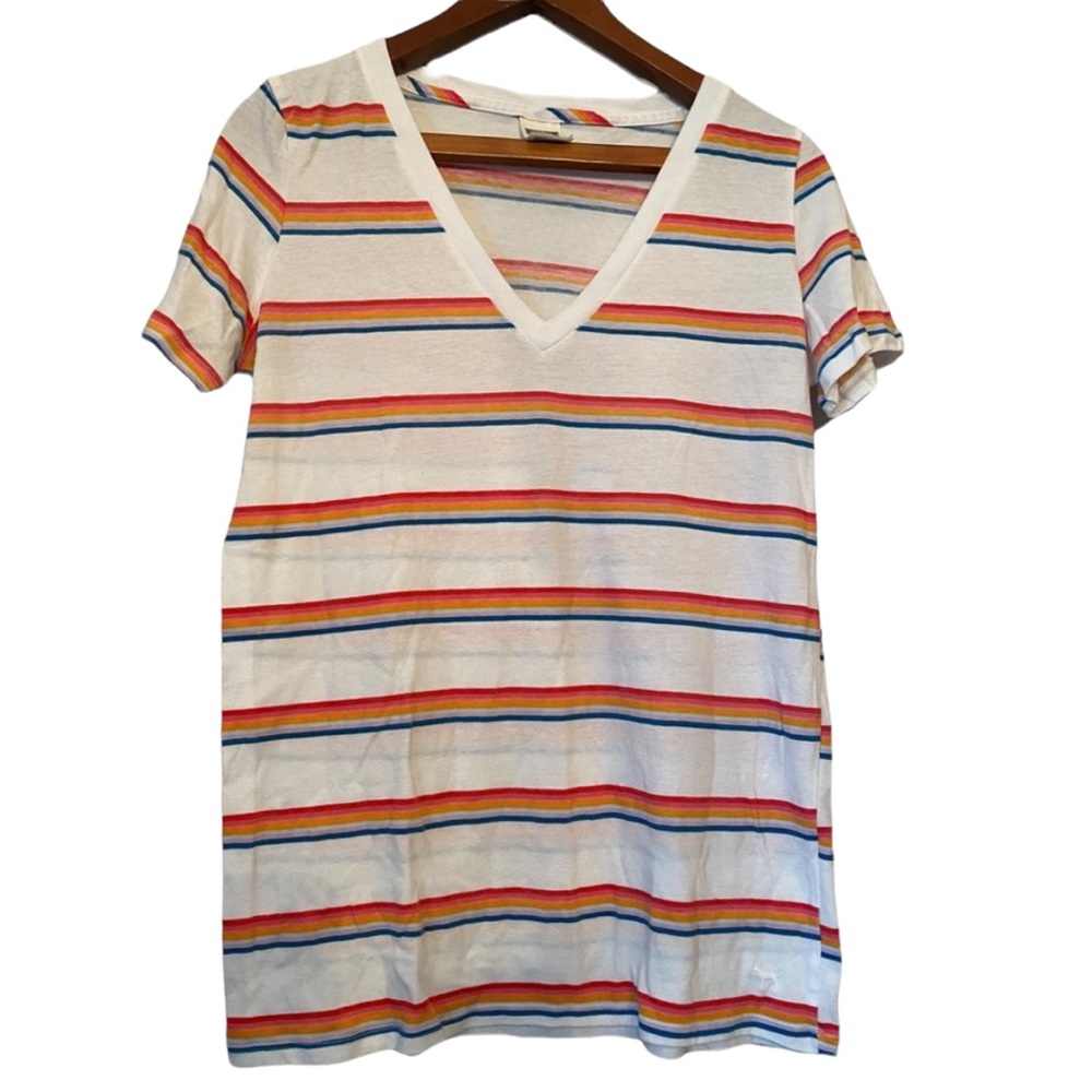 PINK Brand Colorful Striped Short Sleeve T-shirt
